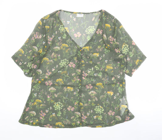Jacqueline de Yong Women's Floral Blouse, Size 12, Short Sleeve