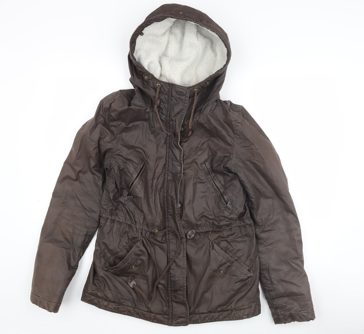 Womens UK Size 4 H&M Brown Parka Coat
