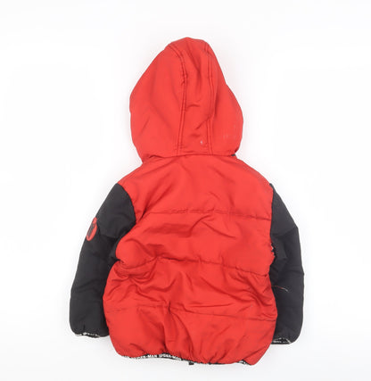 Back view of Marvel boys’ spider-man red hooded puffer jacket 2-3 years
