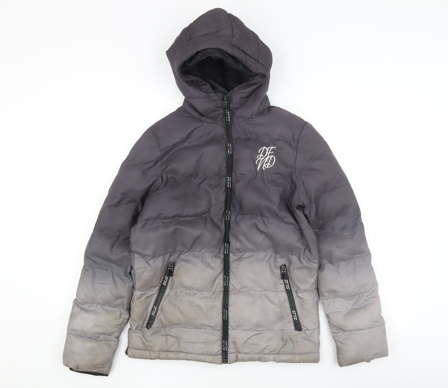 PF Boys Grey Ombré Puffer Jacket, 11-12 Years, Hooded