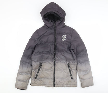 PF Boys Grey Ombré Puffer Jacket, 11-12 Years, Hooded