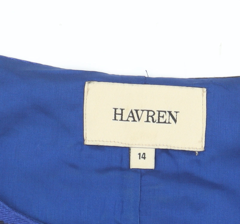 Havren Women's Blue Sheath Dress Size 14 Sleeveless