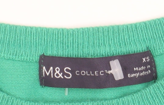 Womens UK Size XS Marks and Spencer Green Pullover Jumper