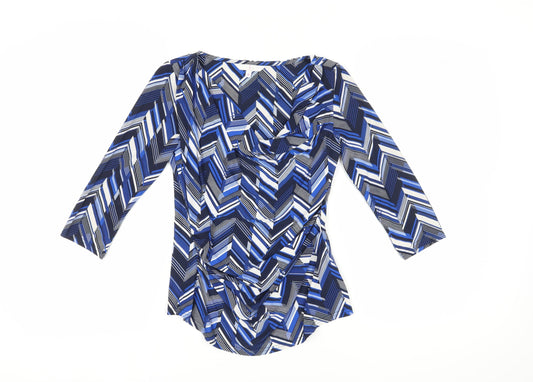 Jasper Conran Women's Blue Geometric Blouse Size 8