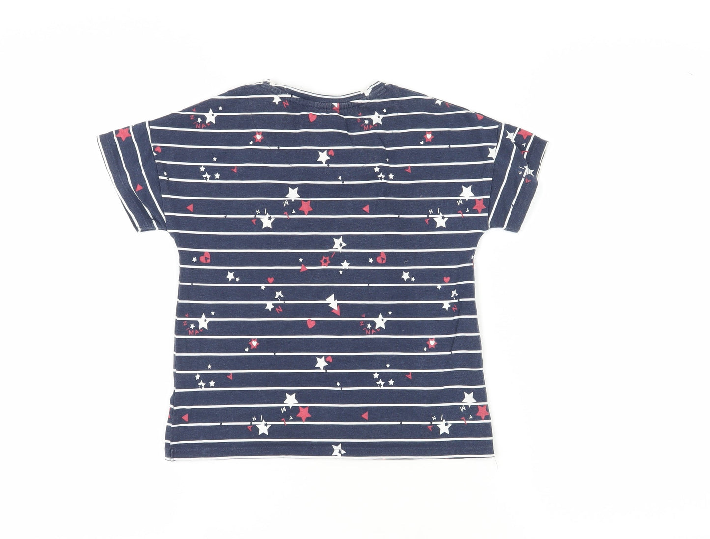 Animal Girls Blue Striped Logo T-Shirt, 7-8 Years