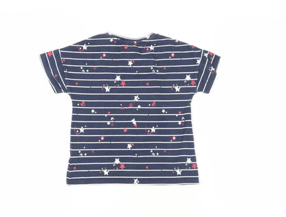 Animal Girls Blue Striped Logo T-Shirt, 7-8 Years