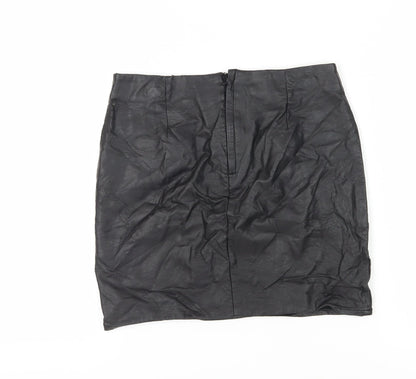 H&M Women’s Black Pencil Skirt, Size 10, Zip Accents
