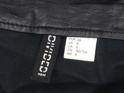 H&M Women’s Black Pencil Skirt, Size 10, Zip Accents