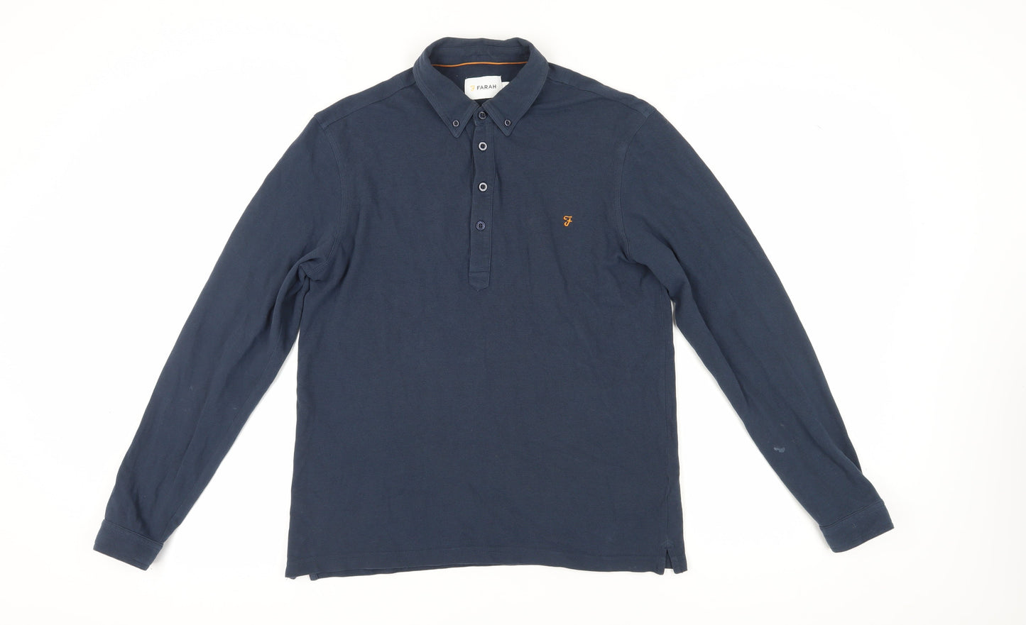 Farah Men's Blue Long Sleeve Polo Shirt M