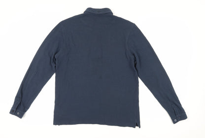 Farah Men's Blue Long Sleeve Polo Shirt M