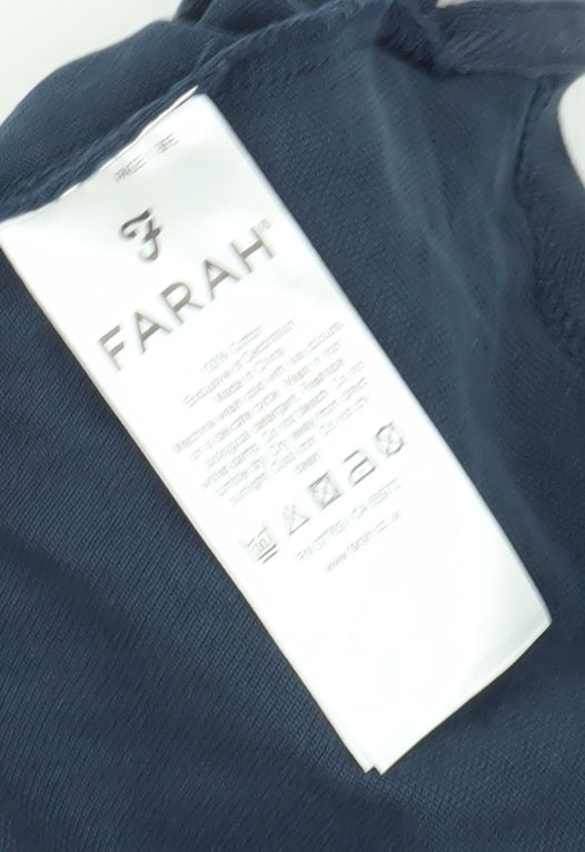 Farah Men's Blue Long Sleeve Polo Shirt M