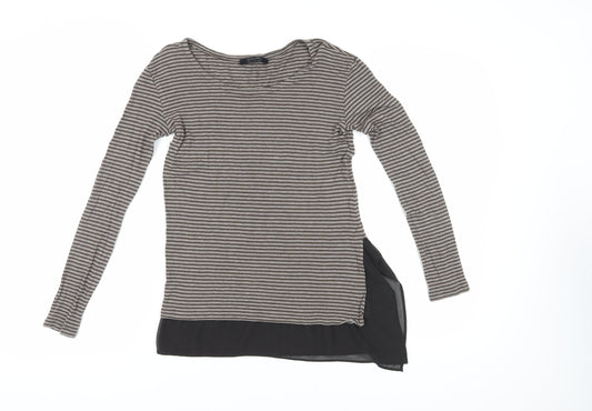 AllSaints Women's Black Tunic, Size 4, Striped Long Sleeve