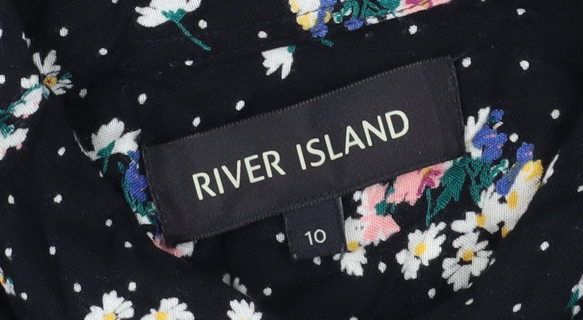 Womens UK Size 10 River Island Multicoloured Basic Blouse