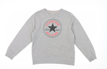 Additional front view of Converse Kids Grey XL Pullover Sweatshirt with Logo