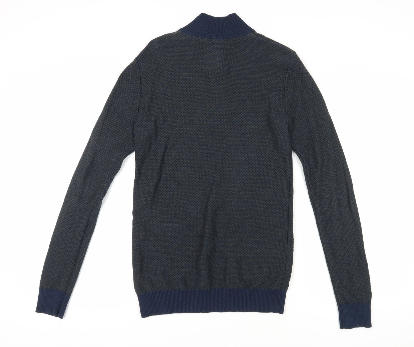 Fat Face Men's Blue XS Full Zip Waffle-Knit Jumper