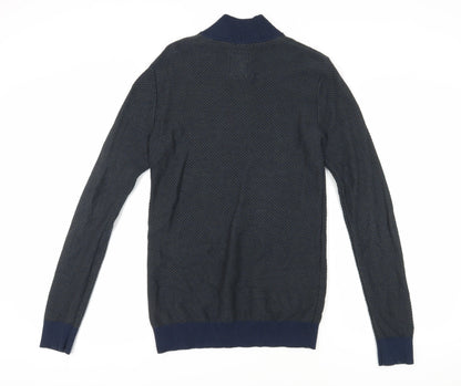 Fat Face Men's Blue XS Full Zip Waffle-Knit Jumper