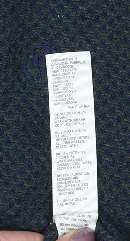 Fat Face Men's Blue XS Full Zip Waffle-Knit Jumper