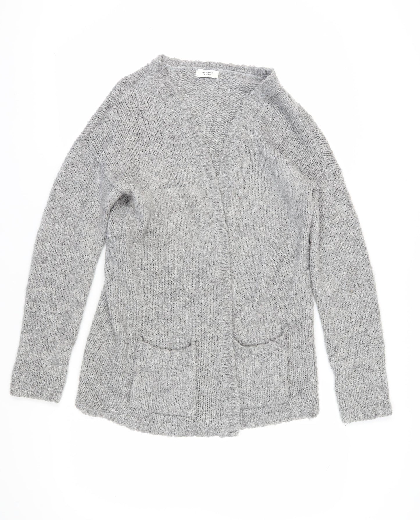 Womens UK Size L Jacqueline de Yong Grey Cardigan Jumper