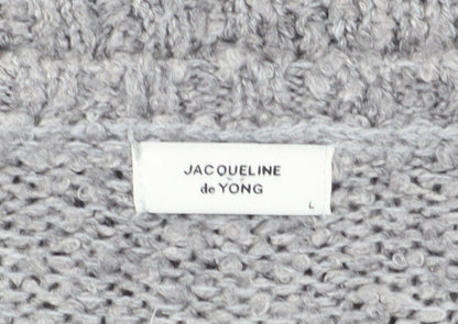 Womens UK Size L Jacqueline de Yong Grey Cardigan Jumper