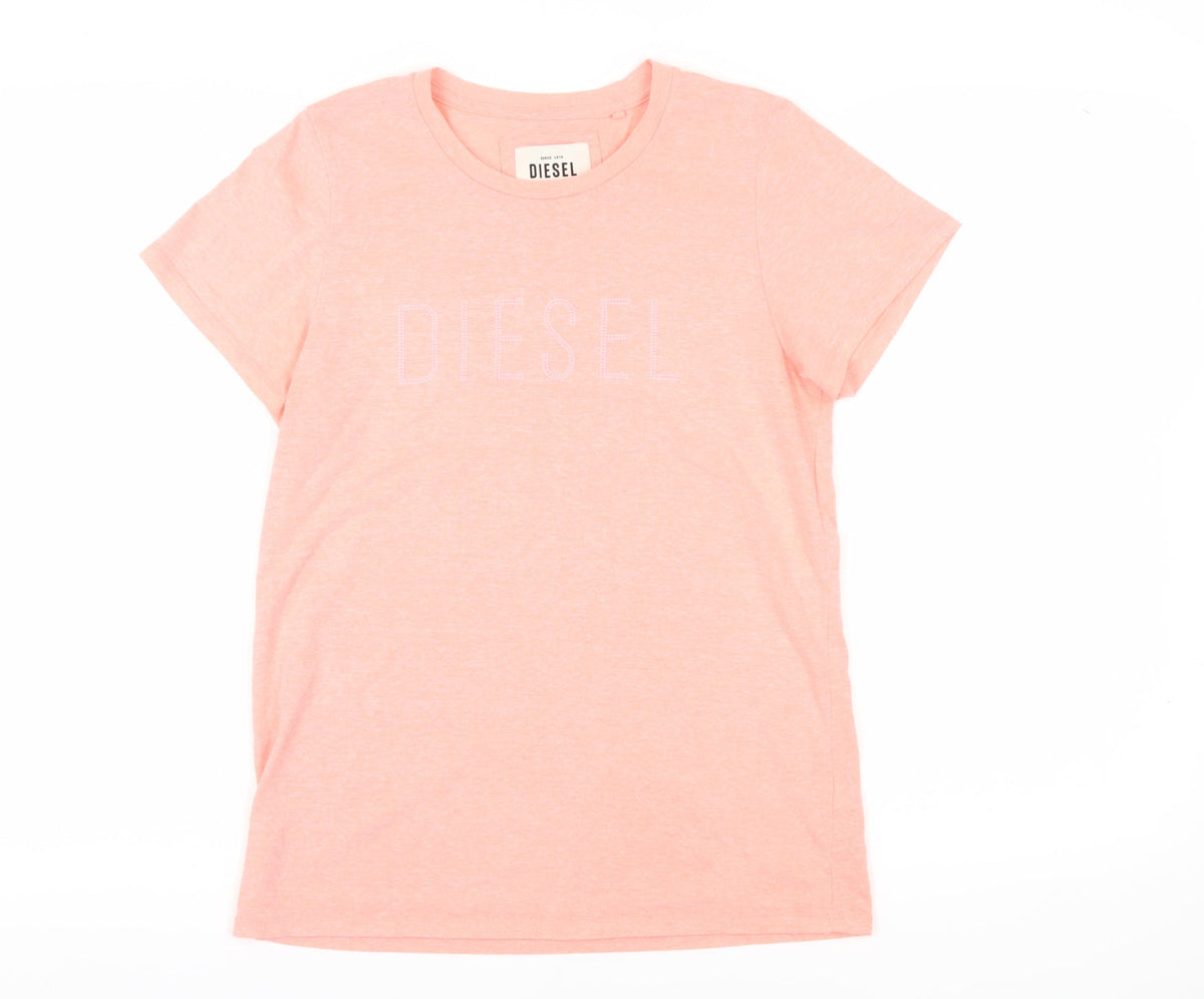 Additional front view of Diesel girls’ pink xl basic t-shirt with logo