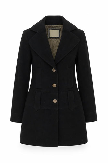 Guess Jeans Women's Black Wool Mid-Length Overcoat M