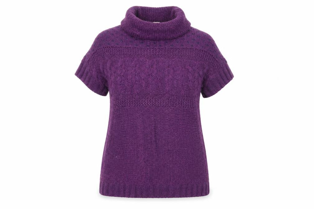 Little Stuff Women's Purple Cable-Knit Pullover, Size 14
