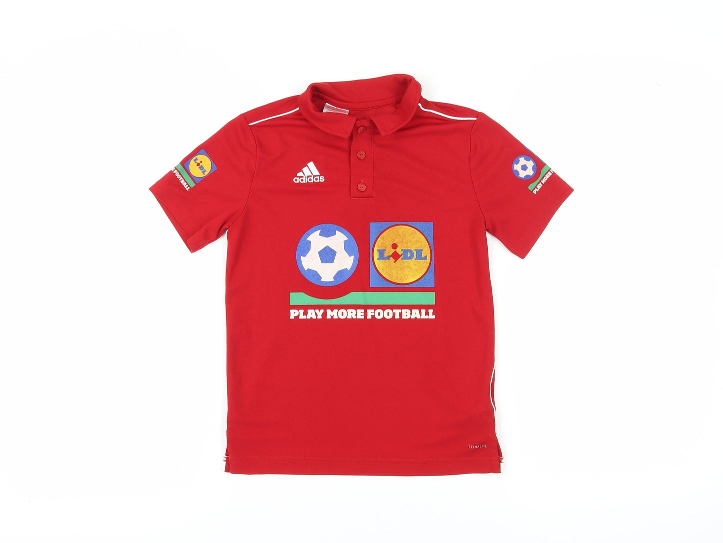 Adidas Boys Red Polo T-Shirt, Size S, Sporty Graphic Print