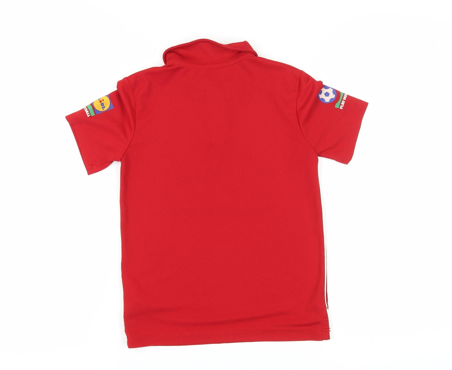 Adidas Boys Red Polo T-Shirt, Size S, Sporty Graphic Print