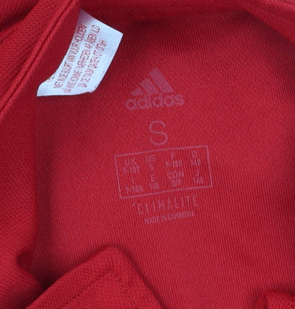 Adidas Boys Red Polo T-Shirt, Size S, Sporty Graphic Print