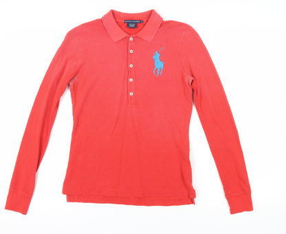 Ralph Lauren Unisex Red Long Sleeve Polo Shirt S