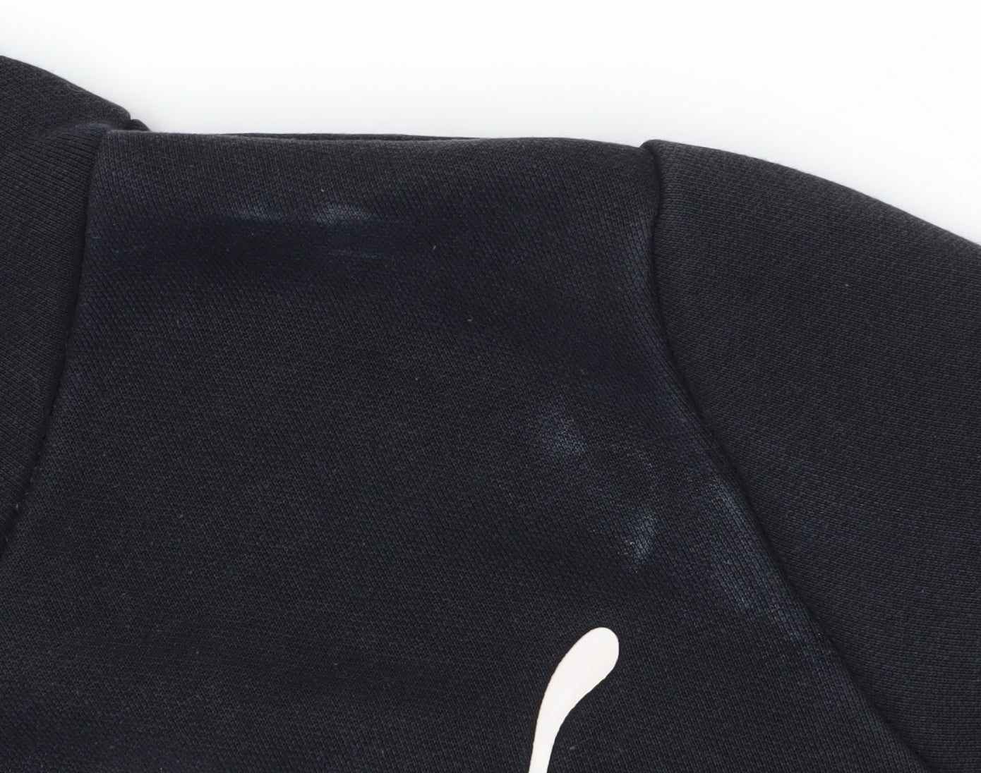 Puma Women's Black Hoodie with Logo, Size 16, Drawstring