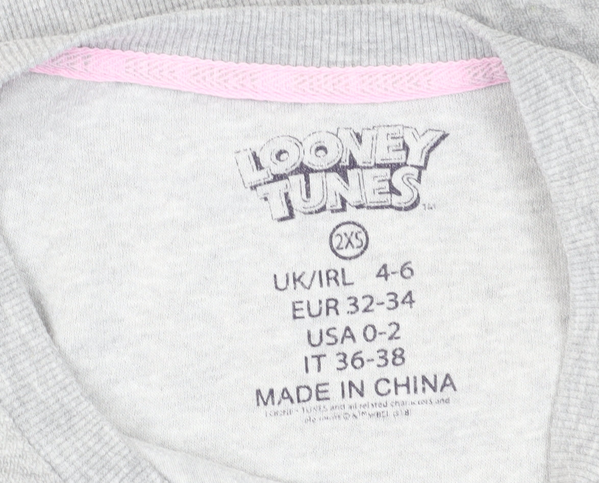 Teens UK Size 2XS Looney Tunes Grey Pullover Sweatshirt