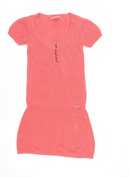 Animal Women's Pink Knit Dress, Size 10 - Short Sleeve