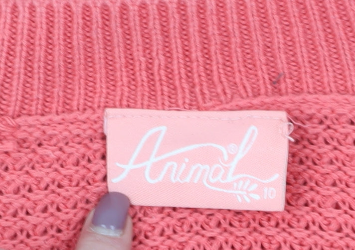 Animal Women's Pink Knit Dress, Size 10 - Short Sleeve