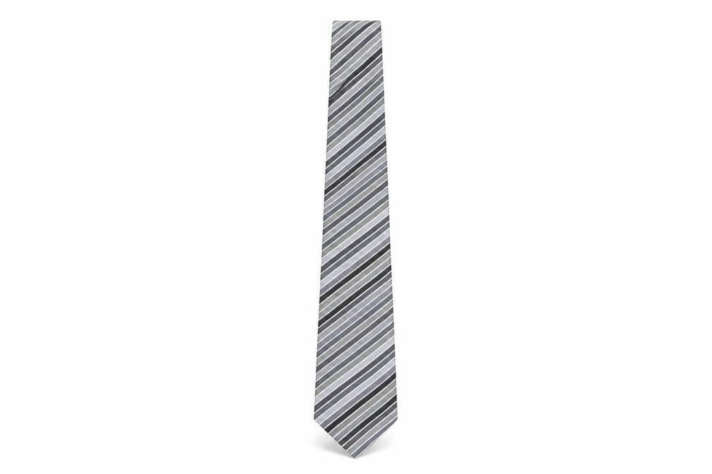 Mens Charles Tyrwhitt Grey Striped 100% Silk Designer Tie