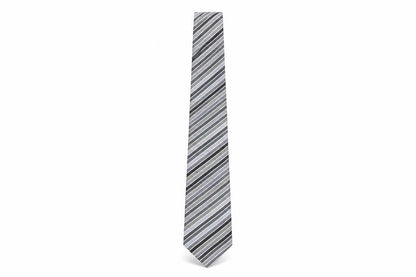 Mens Charles Tyrwhitt Grey Striped 100% Silk Designer Tie