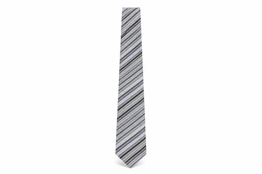 Mens Charles Tyrwhitt Grey Striped 100% Silk Designer Tie