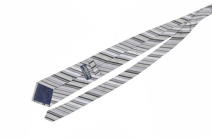 Mens Charles Tyrwhitt Grey Striped 100% Silk Designer Tie