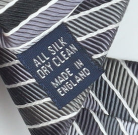 Mens Charles Tyrwhitt Grey Striped 100% Silk Designer Tie