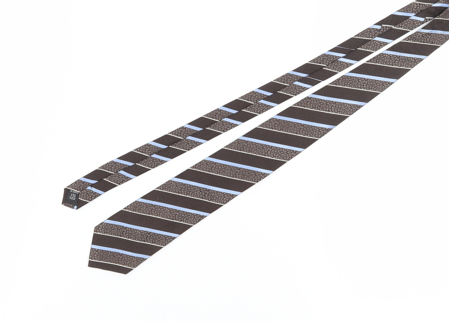 Jeff Banks Men's Brown Striped Slim Silk Tie