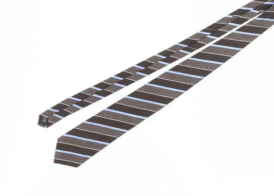 Jeff Banks Men's Brown Striped Slim Silk Tie