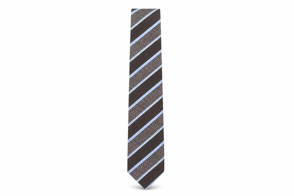Mens Jeff Banks Brown Striped 100% Silk Slim Tie