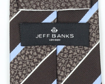 Jeff Banks Men's Brown Striped Slim Silk Tie
