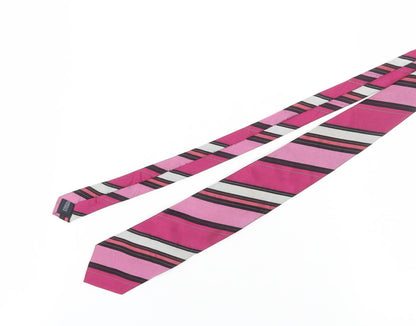 Mens Daniel Hechter Pink Striped 100% Silk  Tie