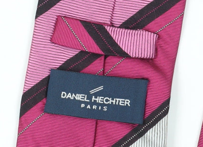 Mens Daniel Hechter Pink Striped 100% Silk  Tie