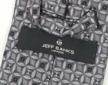 Jeff Banks Grey Geometric Silk Designer Tie