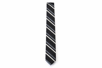 Mens Daniel Hechter Black Striped 100% Silk  Tie