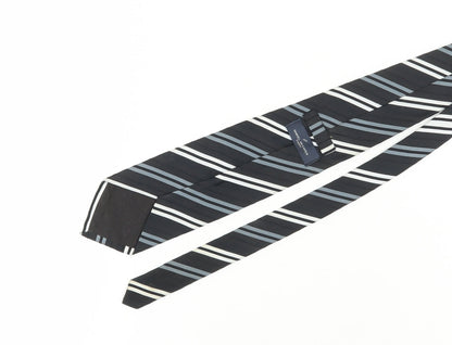 Mens Daniel Hechter Black Striped 100% Silk  Tie