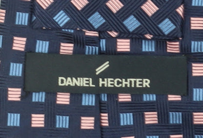 Mens Daniel Hechter Blue Geometric 100% Silk Designer Tie