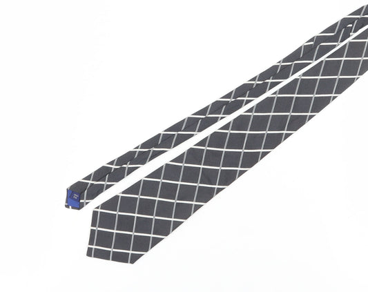 Jeff Banks Men's Black Check Silk Tie, One Size